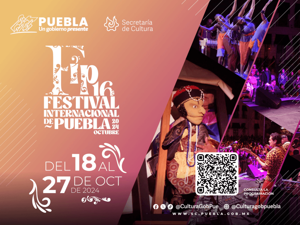 Evento cultural gratuito.
Para toda la familia que se llevará a cabo en diversas sedes de la ciudad de Puebla, del 18 al 27 de octubre.